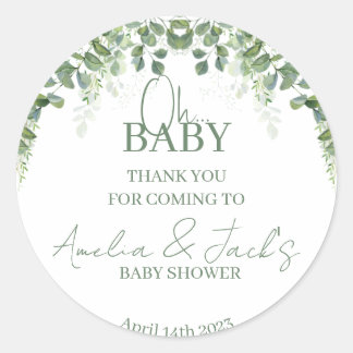 Rond Sticker Merci Baby shower vert