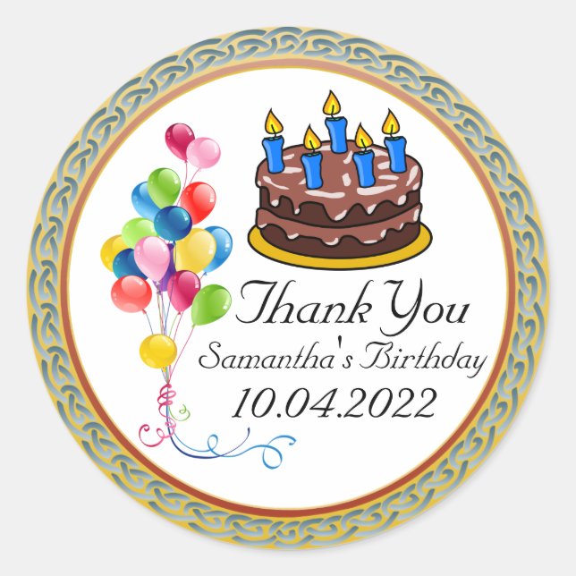 Rond Sticker Merci d'anniversaire (Devant)