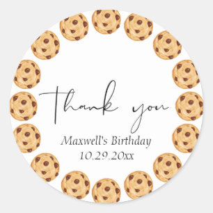 Rond Sticker Merci d'anniversaire au lait et au biscuit