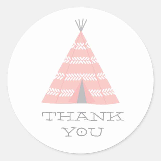Rond Sticker Merci de fête d'anniversaire Teepee (Devant)