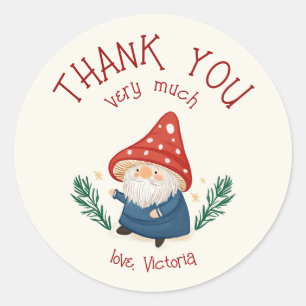 Rond Sticker Merci de Gnome de Champignons de charme