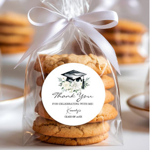 Rond Sticker Merci de graduation élégant - Casquette no