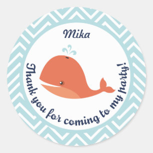Rond Sticker Merci de la baleine de natation d'été
