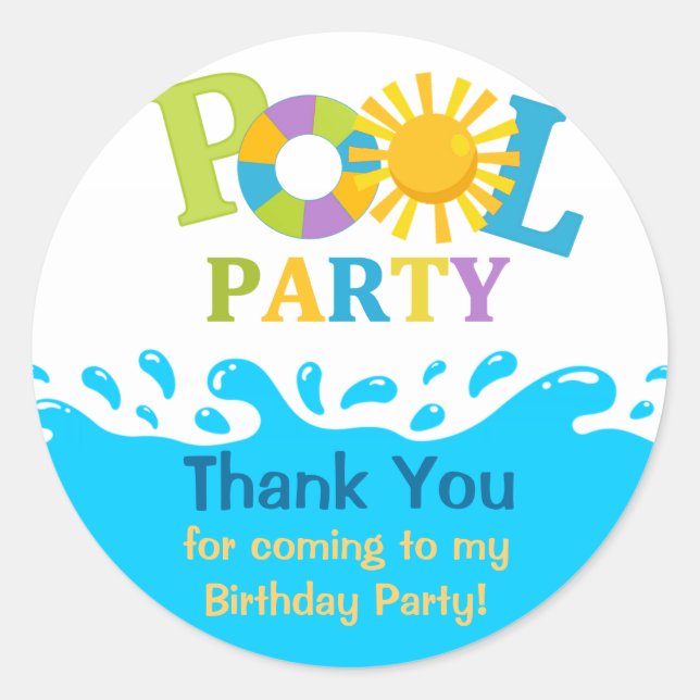 Rond Sticker Merci de la partie de la piscine d'eau (Devant)