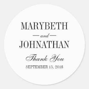 Rond Sticker Merci de mariage simple et élégant Favor