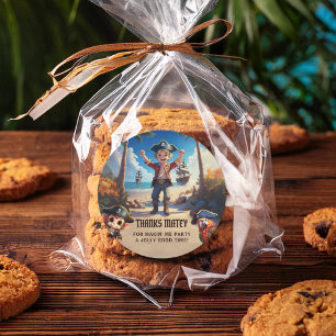 Rond Sticker Merci de pirate de l'île tropicale