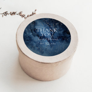 Rond Sticker Merci en argent céleste de nuit