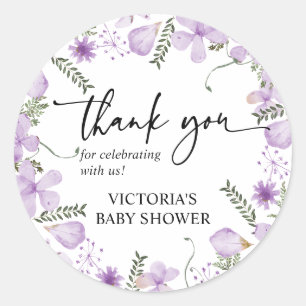 Rond Sticker Merci Fleurs Lavande Favoriser