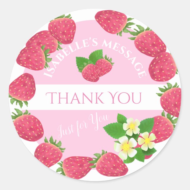 Rond Sticker Merci fraise (Devant)