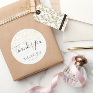 Rond Sticker "Merci" Gold Faux Foil