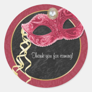 Rond Sticker Merci Masquerade - rouge