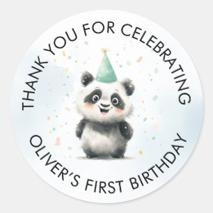 Rond Sticker Merci Panda Premier anniversaire