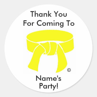 Rond Sticker Merci Party Martial Arts jaune coutume