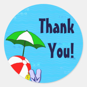 Rond Sticker Merci personnalisé Parapluie de plage