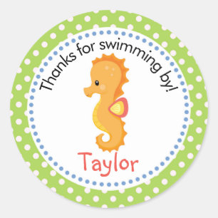 Rond Sticker Merci personnalisé Seahorse Favoriser