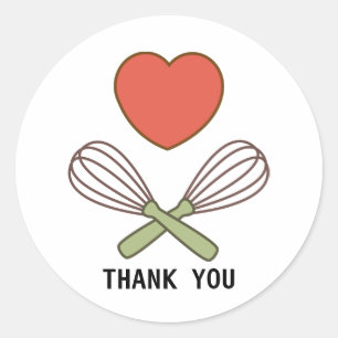Rond Sticker Merci pour cuisiniers et boulangers
