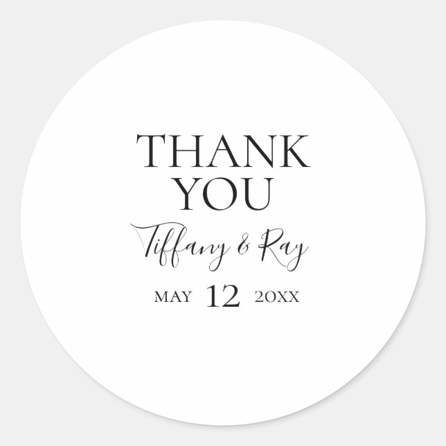 Rond Sticker Merci simple et élégant de mariage Favor (Devant)