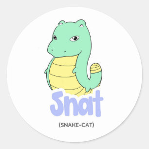 Rond Sticker mignon (serpent + chat)
