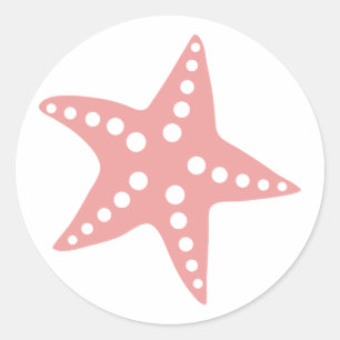Rond Sticker Mini Poisson-Épée Rose, Thème Plage