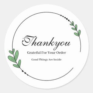 Rond Sticker minimaliste à feuilles simples Thankyou