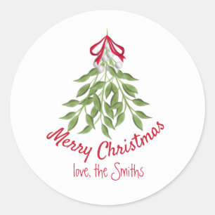 Rond Sticker Mistletoe Holiday