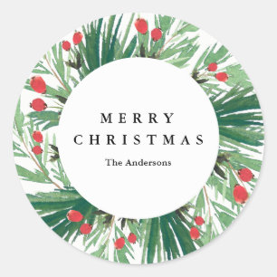 Rond Sticker Mistletoe Holiday