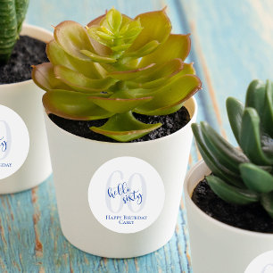 Rond Sticker moderne et tendance Navy Blue 60th Birthda