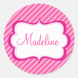 Rond Sticker moderne rose Hot Stripe Princess Seal Nom