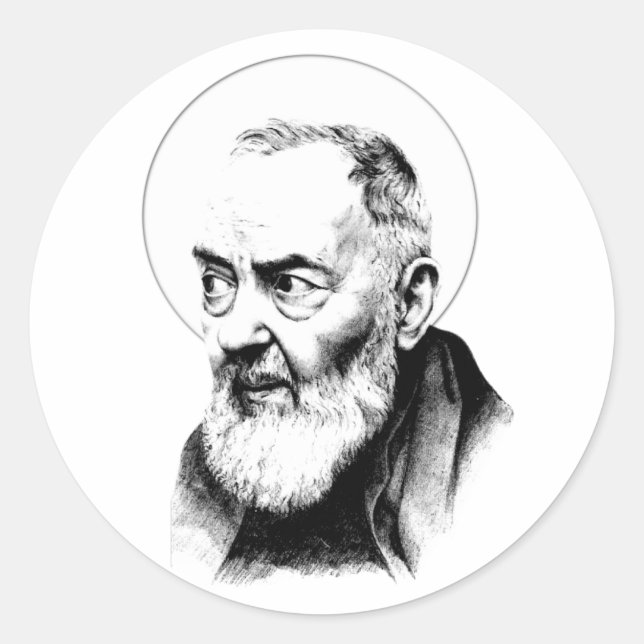 Rond Sticker moine catholique Saint-Padre Pio Capuchin (Devant)