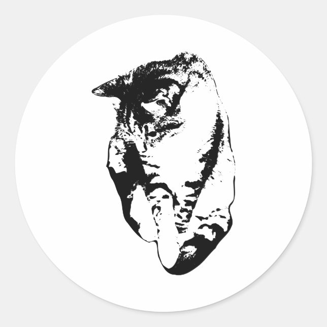Rond Sticker Monochrome Tabby Cat (Devant)