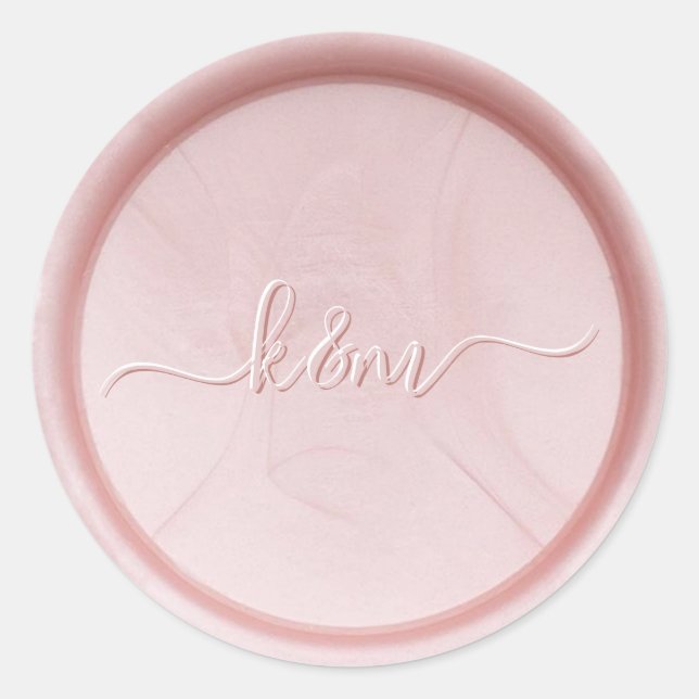 Rond Sticker Monogram Blush Metallic Wax Seal (Devant)