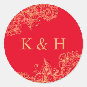 Rond Sticker Monogram Classic Round Mariage Mehndi