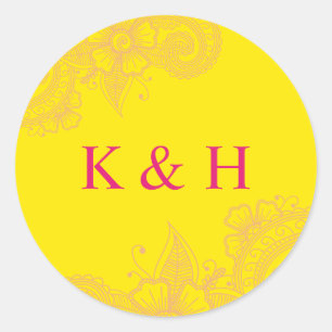 Rond Sticker Monogram Classic Round Mariage Mehndi