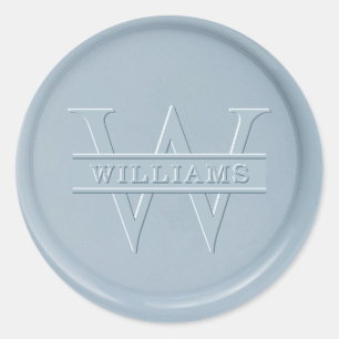 Rond Sticker Monogram Dusty Blue Wax Seal