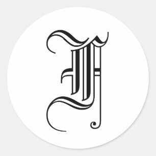 Rond Sticker Monogram F Ancien style anglais