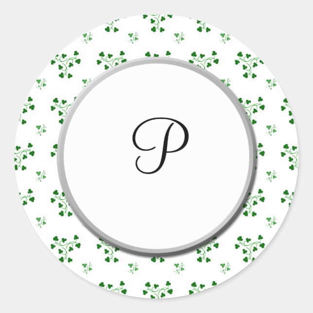 Rond Sticker Monogram Green Shamrock Circles (Devant)