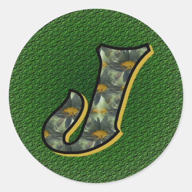 Rond Sticker Monogram Initial J Black Daisers (Devant)