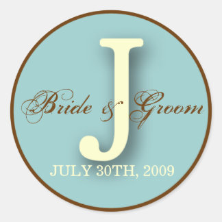 Rond Sticker Monogram J bleu et Brown