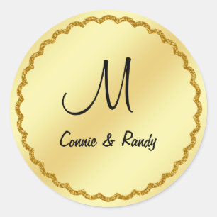 Rond Sticker Monogram Mariage Gold Foil