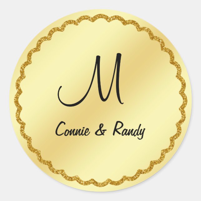 Rond Sticker Monogram Mariage Gold Foil (Devant)