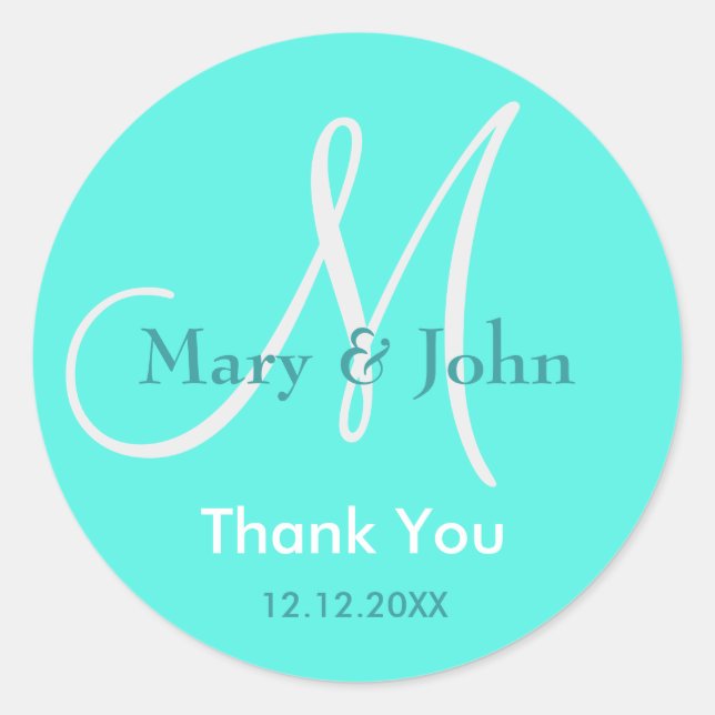 Rond Sticker Monogram Mariage Merci (Devant)