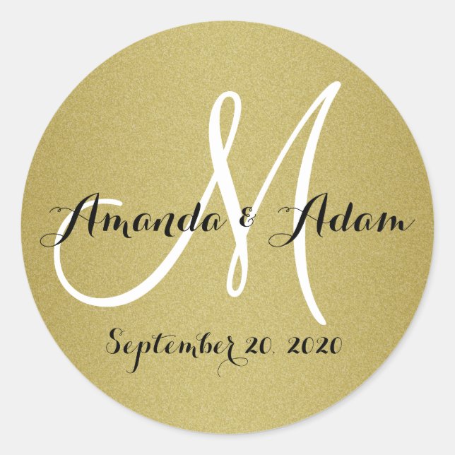 Rond Sticker Monogram Mariage Or Chimmery (Devant)
