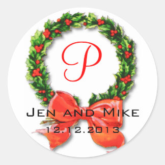 Rond Sticker Monogram P Mariage décembre