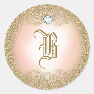 Rond Sticker Monogramme 311 Parties scintillant d'or