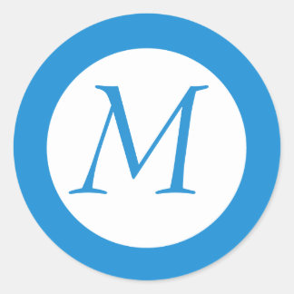 Rond Sticker monogramme bleu clair