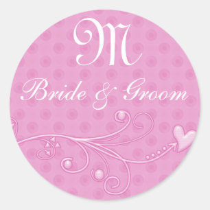 Rond Sticker Monogramme Bride Rose & Groom