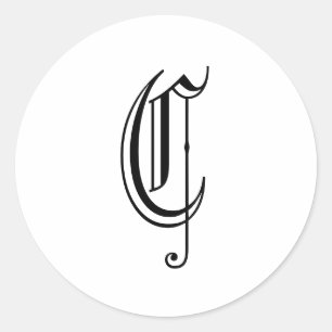 Rond Sticker Monogramme "C" Vieux anglais Style_Texte n
