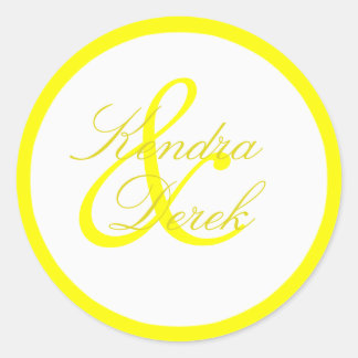 Rond Sticker Monogramme citron jaune et blanc