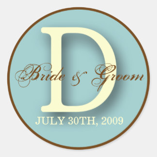 Rond Sticker Monogramme D bleu et Brown