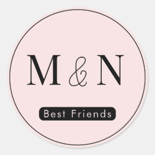 Rond Sticker Monogramme des meilleurs amis personnalisé